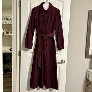 Boden Burgundy Cord Midi Dress, Size 6